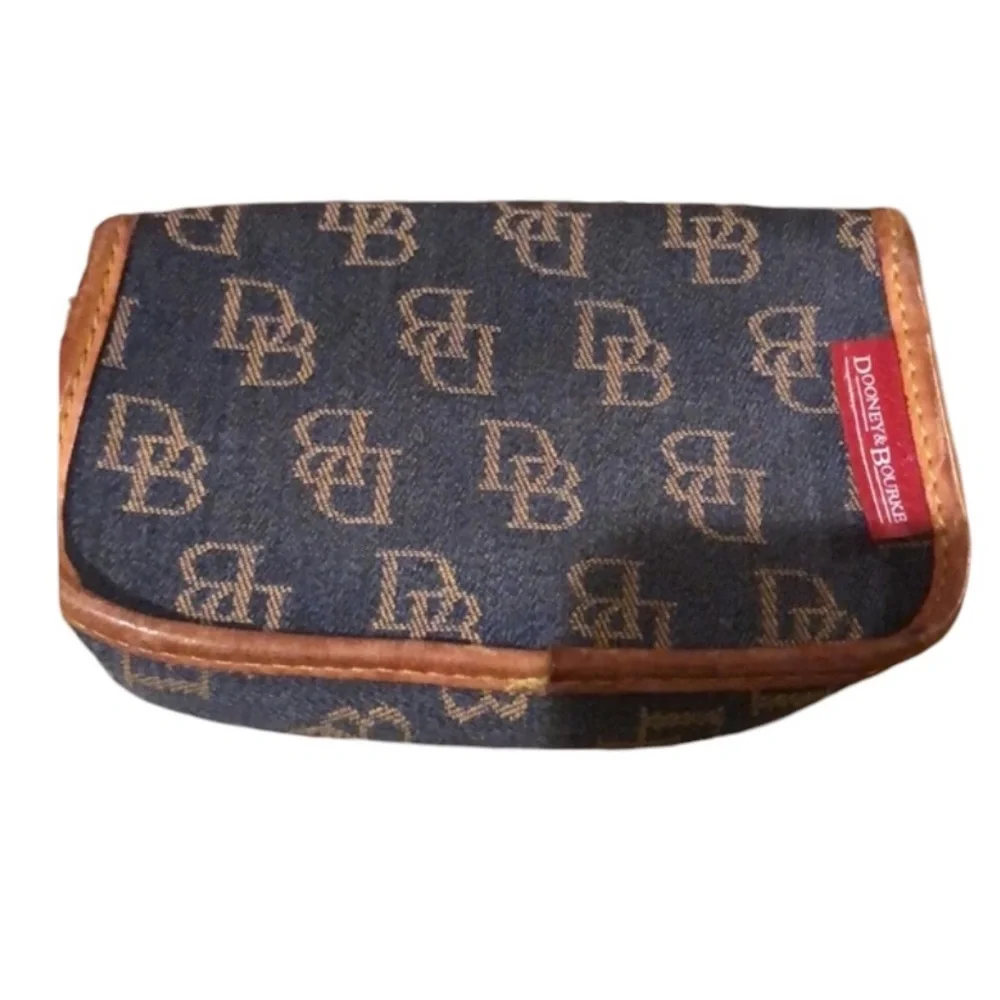 Dooney & Burke vintage dark denim monogram genuine leather wallet , wristlett